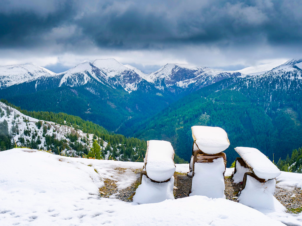 Mein Nockalmstraße Highlight: Einmalig faszinierende Schneelandschaft im Sommer nach einem Wettersturz - Österreich