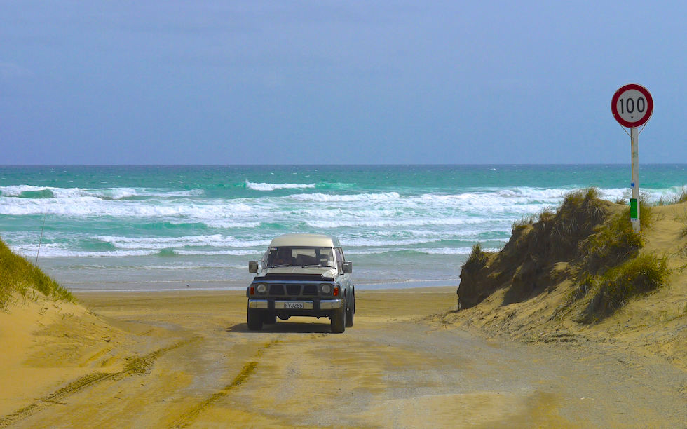Fishing at Ninety Mile Beach North Island NZ