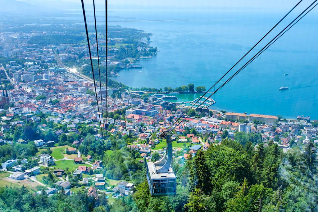 Bregenz Pfänderbahn - Grandioser Ausblick von der Gondel auf die Stadt, den Hafen & den See - Zwischenstopp auf der Dreiländer-Bodensee-Schiffsfahrt - Österreich