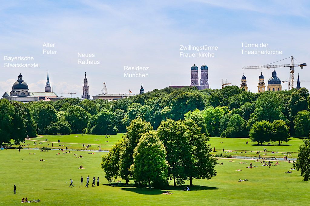 Monopteros - Grandioser Ausblick über die Skyline von München mit seinen berühmten Türmen & den Englischer Garten - Bayern