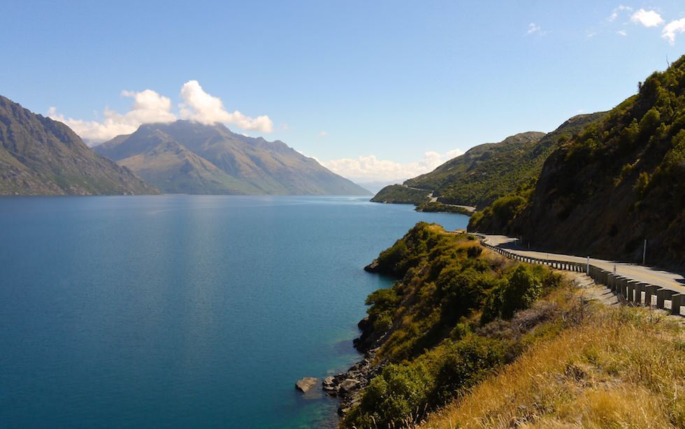 Shore of Beautiful Lake Wakatipu South Island NZ