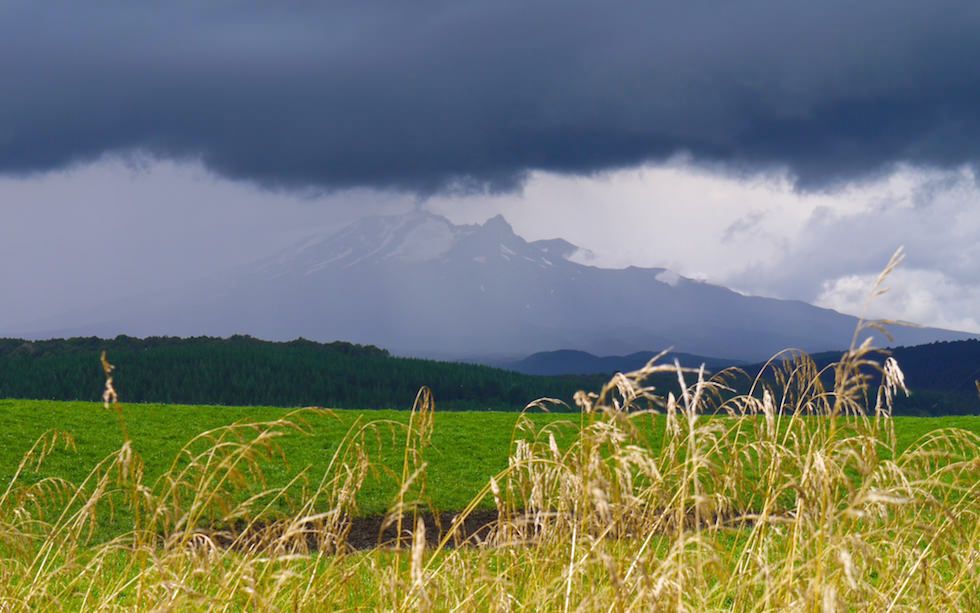 view to Mount Ruapehu Tongariro National Park from Taihape Road & Erewhon Road NZ
