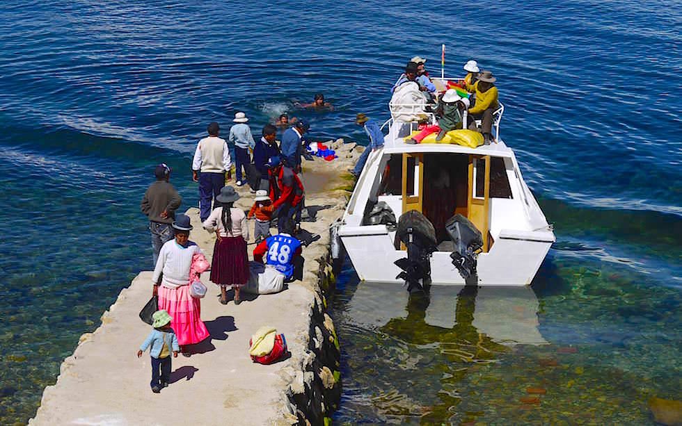Isla del Sol im Titicaca See - Bootsanleger in Yumani