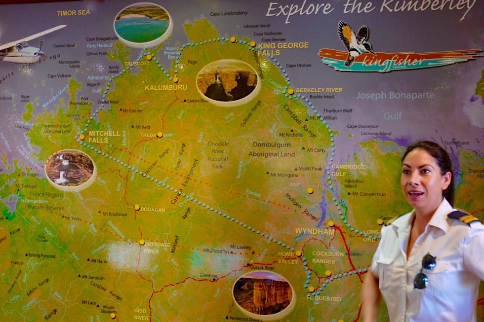 Wandjina Explorer - Kingfisher Tours & Atemberaubend schöner Scenic Flight - Routenverlauf - Kununurra, Kimberley - Western Australia