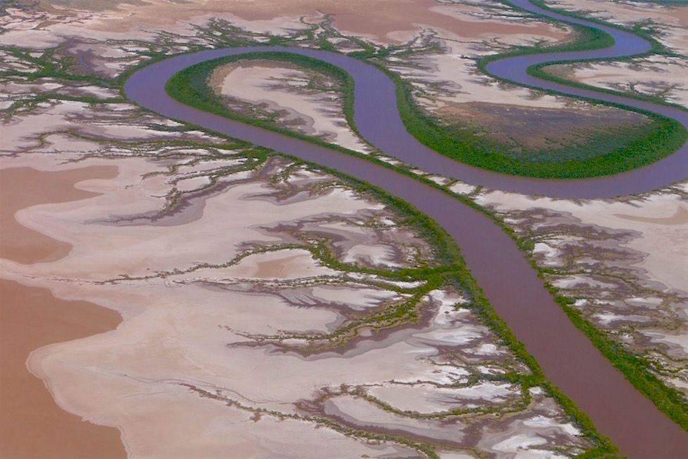King River & Mangrovenarme von oben - Kingfisher Scenic Flight - Kimberley - Western Australia