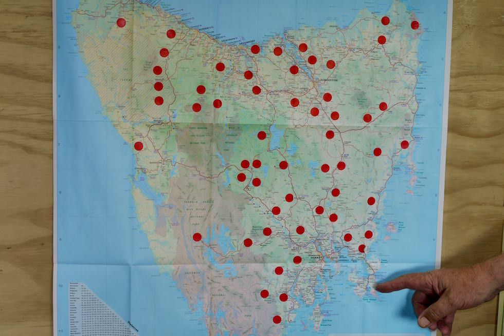 Tasmanian Devil Cancer Map - Tasmanien