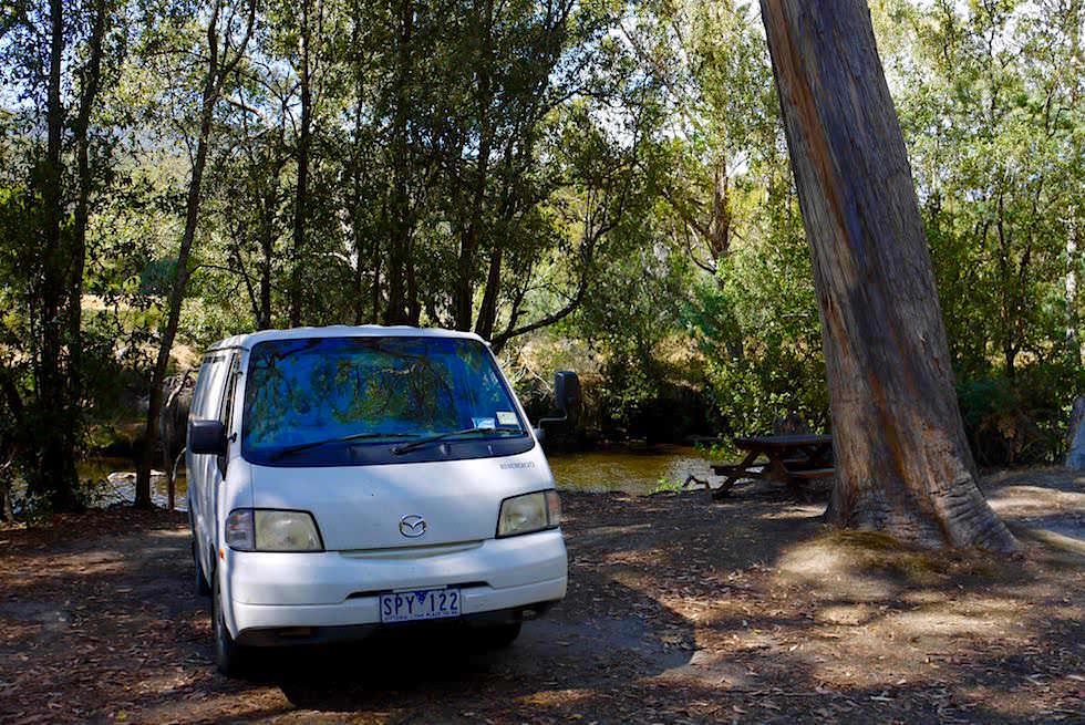 Camping bei Russell Falls im Mt Field NP - Tasmaninen