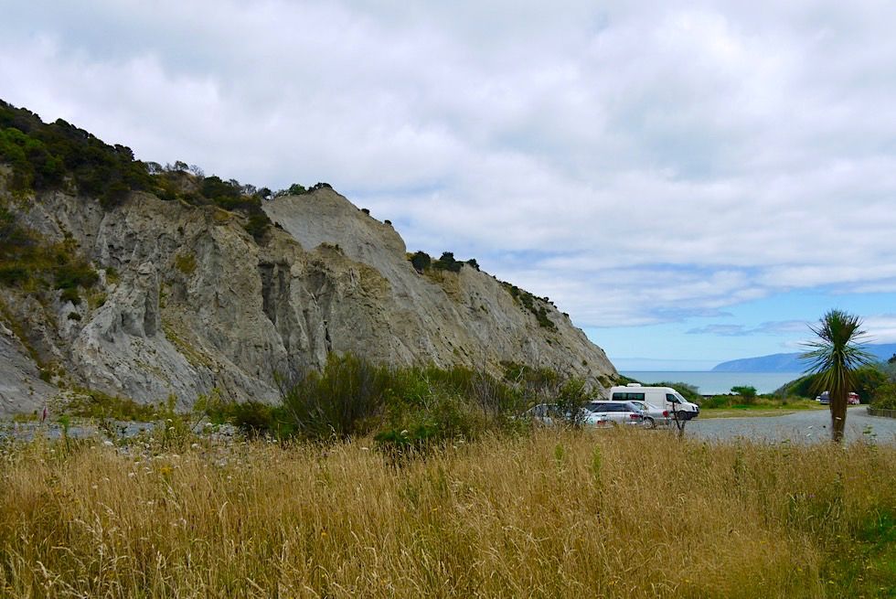Putangirua Pinnacles - Parkplatz & schöner DOC Campground daneben - Palliser Bay - Nordinsel, Neuseeland